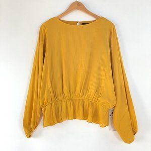 Nordstrom 1. STATE Golden Yellow Mustard Honey Pot Blouse Women's Size Large NWT